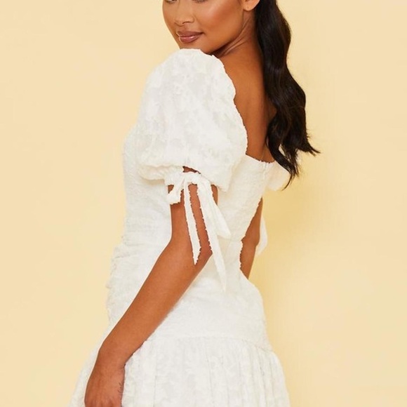 NEW RUFFLE MINI DRESS PUFF SHOULDER Revolve Summer Dress - Picture 1 of 3